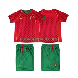Maglie da Calcio Portogallo Retro Bambino Prima Tenuta 2004 Maniche Corte
