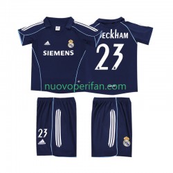 Maglie da Calcio Real Madrid BECKHAM 23 2005 Retro Bambino Trasferta Tenuta 2006 Maniche Corte