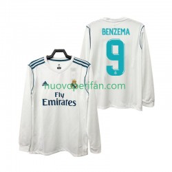 Maglie da Calcio Real Madrid BENZEMA 9 2017 2018 Retro Uomo Prima Tenuta Maniche Lunghe