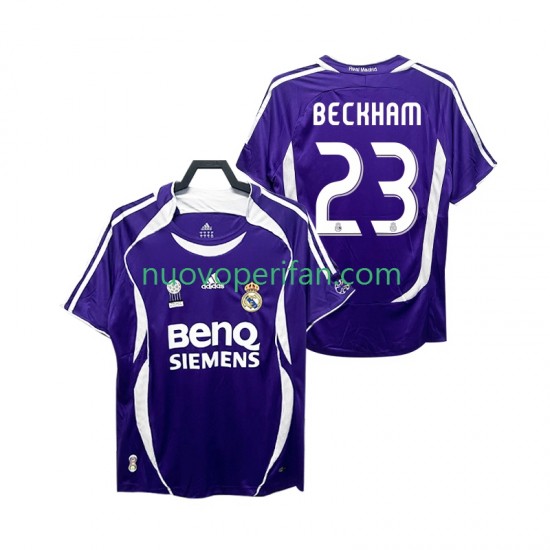 Maglie da Calcio Real Madrid Beckham 23 2007 Retro Uomo Trasferta Tenuta 2006 Maniche Corte