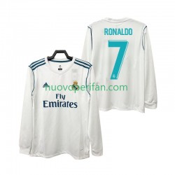 Maglie da Calcio Real Madrid CRISTIANO RONALDO 7 2017 2018 Retro Uomo Prima Tenuta Maniche Lunghe