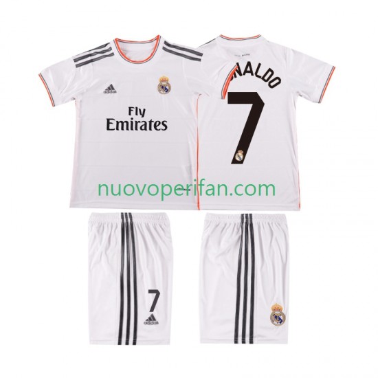 Maglie da Calcio Real Madrid Cristiano Ronaldo 7 2013 2014 Retro Bambino Prima Tenuta Maniche Corte