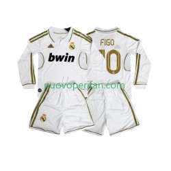 Maglie da Calcio Real Madrid FIGO 10 2012 Retro Bambino Prima Tenuta 2011 Maniche Lunghe