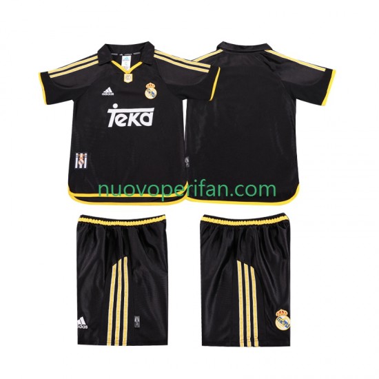 Maglie da Calcio Real Madrid 2001 Retro Bambino Trasferta Tenuta 1999 Maniche Corte