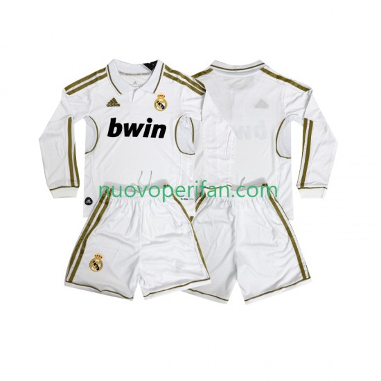 Maglie da Calcio Real Madrid 2012 Retro Bambino Prima Tenuta 2011 Maniche Lunghe