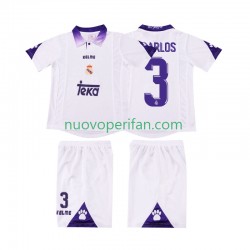 Maglie da Calcio Real Madrid R CARLOS 3 1997 Retro Bambino Prima Tenuta 1998 Maniche Corte