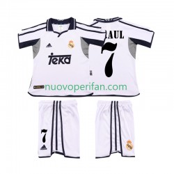 Maglie da Calcio Real Madrid RAUL 7 2001 Retro Bambino Prima Tenuta 2002 Maniche Corte