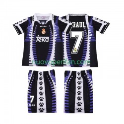 Maglie da Calcio Real Madrid RAUL 7 1997 Retro Bambino Alternativa Tenuta 1998 Maniche Corte