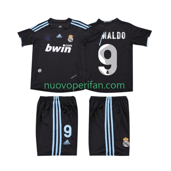 Maglie da Calcio Real Madrid RONALDO 9 2009 Retro Bambino Trasferta Tenuta 2010 Maniche Corte