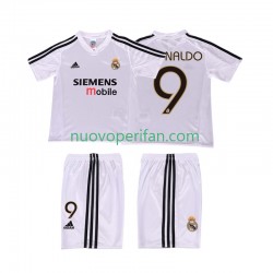 Maglie da Calcio Real Madrid RONALDO 9 5 Retro Bambino Prima Tenuta 2004 2002 Maniche Corte