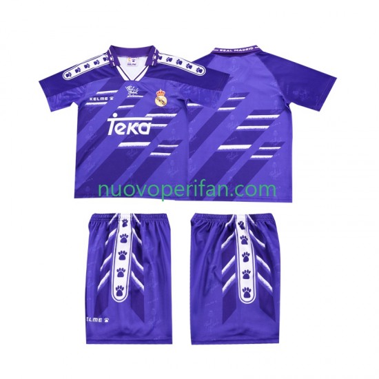 Maglie da Calcio Real Madrid 1996 Retro Bambino Trasferta Tenuta 1994 Maniche Corte
