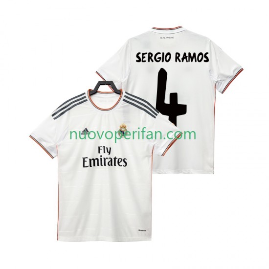 Maglie da Calcio Real Madrid SERGIO RAMOS 4 2013 2014 Retro Uomo Prima Tenuta Maniche Corte