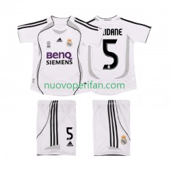 Maglie da Calcio Real Madrid ZIDANE 5 2007 Retro Bambino Prima Tenuta 2006 Maniche Corte