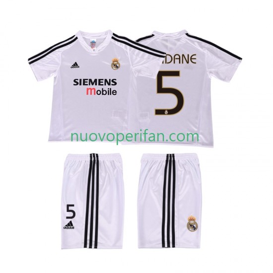 Maglie da Calcio Real Madrid ZIDANE 5 5 Retro Bambino Prima Tenuta 2004 2002 Maniche Corte