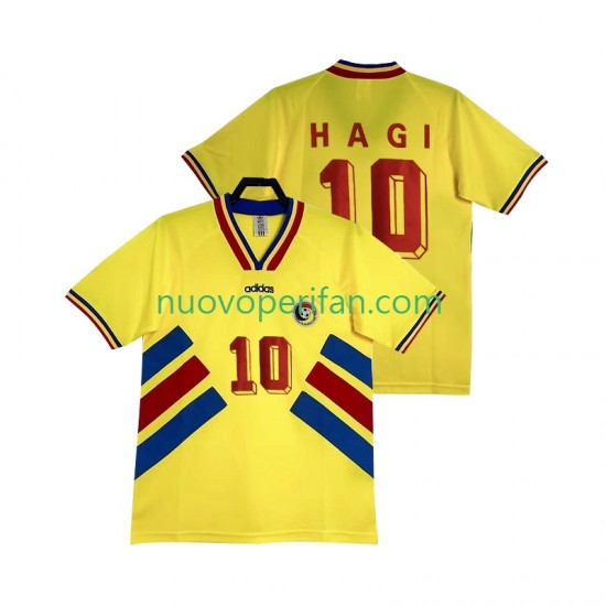 Maglie da Calcio Romania Hagi 10 Retro Uomo Prima Tenuta 1994 Maniche Corte