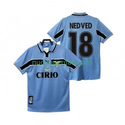 Maglie da Calcio SS Lazio NEDVED 18 Retro Uomo Prima Tenuta 1998 1999 Maniche Corte