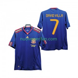 Maglie da Calcio Spagna DAVID VILLA 7 Retro Uomo Trasferta Tenuta 2010 Maniche Corte