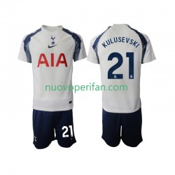 Maglie da Calcio Tottenham Hotspur Kulusevski 21 Bambino Prima Tenuta 2025-2026 Maniche Corte