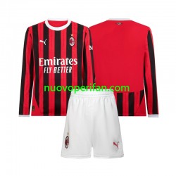 Maglie da Calcio AC Milan Bambino Prima Tenuta 2024-2025 Maniche Lunghe