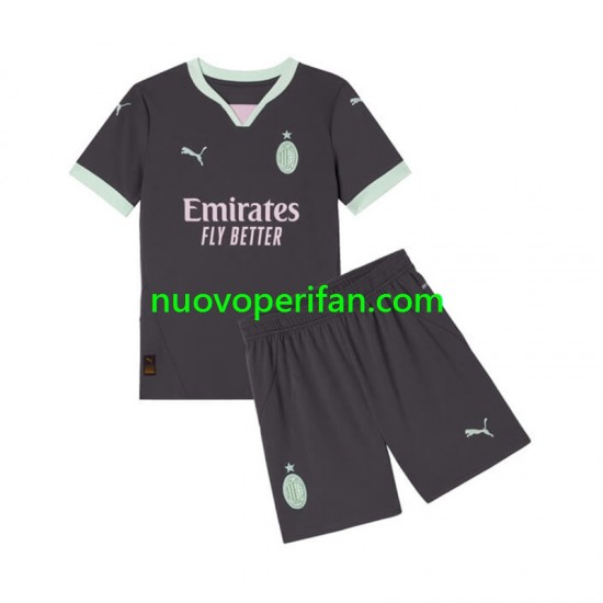 Maglie da Calcio AC Milan Bambino Alternativa Tenuta 2024-2025 Maniche Corte