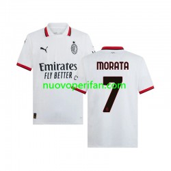 Maglie da Calcio AC Milan Morata 7 Uomo Trasferta Tenuta 2024-2025 Maniche Corte