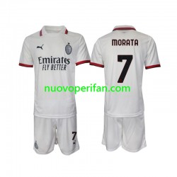 Maglie da Calcio AC Milan Morata 7 Bambino Trasferta Tenuta 2024-2025 Maniche Corte