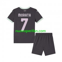 Maglie da Calcio AC Milan Morata 7 Bambino Alternativa Tenuta 2024-2025 Maniche Corte