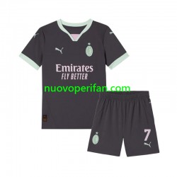 Maglie da Calcio AC Milan Morata 7 Bambino Alternativa Tenuta 2024-2025 Maniche Corte