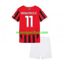 Maglie da Calcio AC Milan Ibrahimović 11 Bambino Prima Tenuta 2024-2025 Maniche Corte