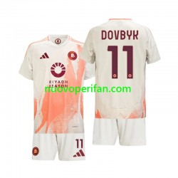 Maglie da Calcio AS Roma Artem Dovbyk 11 Bambino Trasferta Tenuta 2024-2025 Maniche Corte