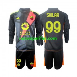 Maglie da Calcio AS Roma Mile Svilar 99 Portiere Bambino Prima Tenuta 2024-2025 Maniche Lunghe