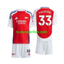Maglie da Calcio Arsenal Calafiori 33 Bambino Prima Tenuta 2024-2025 Maniche Corte