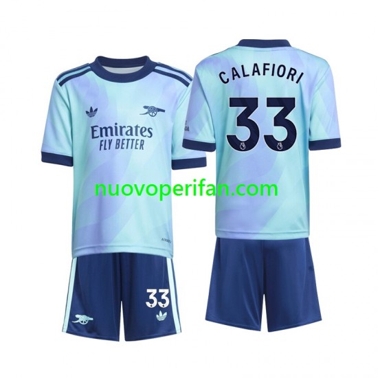 Maglie da Calcio Arsenal Calafiori 33 Bambino Alternativa Tenuta 2024-2025 Maniche Corte