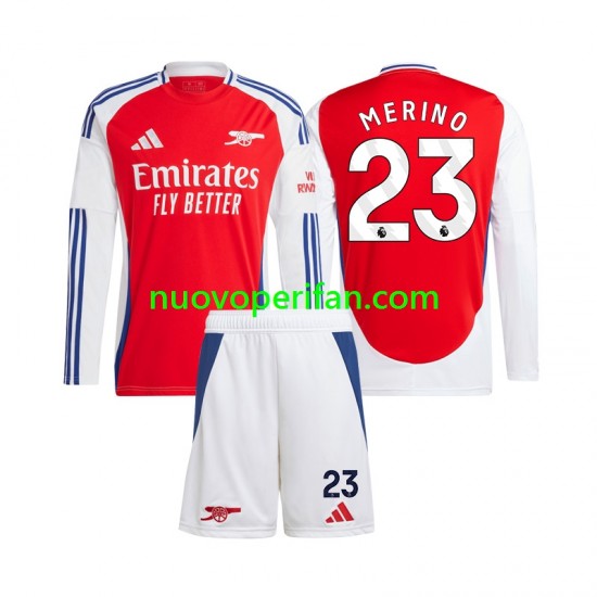 Maglie da Calcio Arsenal Mikel Merino 23 Bambino Prima Tenuta 2024-2025 Maniche Lunghe