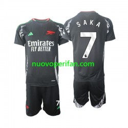 Maglie da Calcio Arsenal Saka 7 Bambino Trasferta Tenuta 2024-2025 Maniche Corte