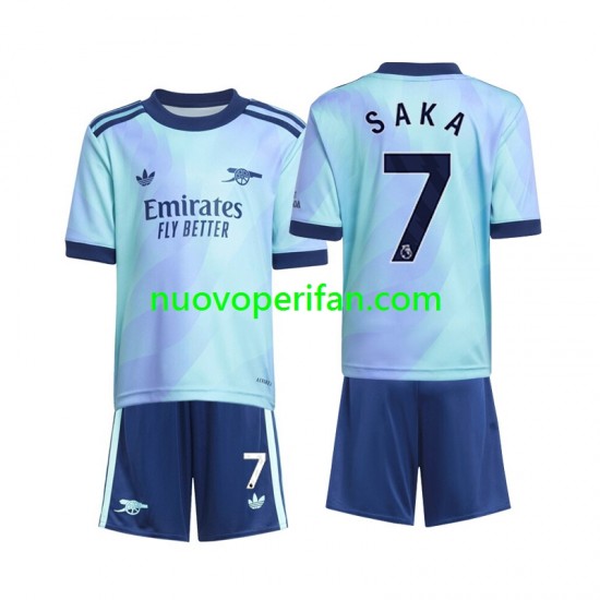 Maglie da Calcio Arsenal Saka 7 Bambino Alternativa Tenuta 2024-2025 Maniche Corte