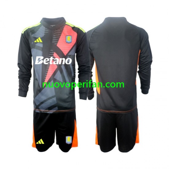 Maglie da Calcio Aston Villa Portiere Bambino Prima Tenuta 2024-2025 Maniche Lunghe