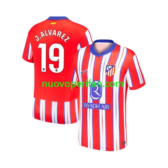 Maglie da Calcio Atlético Madrid Julian Alvarez 19 Uomo Prima Tenuta 2024-2025 Maniche Corte