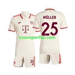 Maglie da Calcio FC Bayern München Muller 25 Bambino Alternativa Tenuta 2024-2025 Maniche Corte