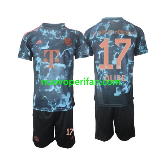 Maglie da Calcio FC Bayern München Olise 17 Bambino Trasferta Tenuta 2024-2025 Maniche Corte