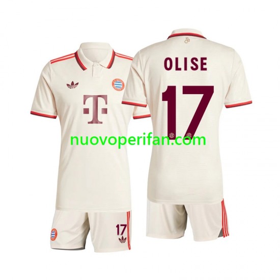 Maglie da Calcio FC Bayern München Olise 17 Bambino Alternativa Tenuta 2024-2025 Maniche Corte