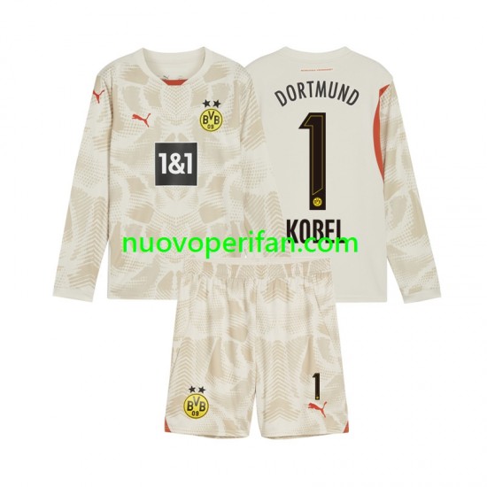 Maglie da Calcio Borussia Dortmund Gregor Kobel 1 Portiere Bambino Prima Tenuta 2024-2025 Maniche Lunghe