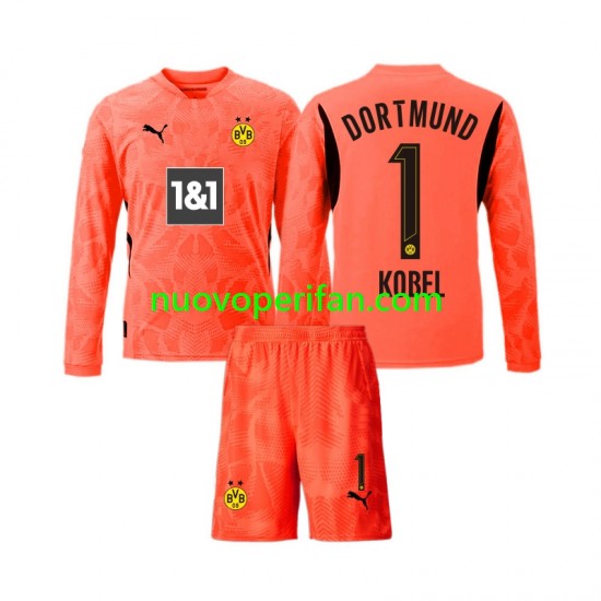 Maglie da Calcio Borussia Dortmund Gregor Kobel 1 Portiere Bambino Alternativa Tenuta 2024-2025 Maniche Lunghe