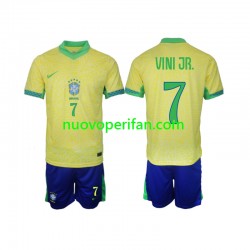 Maglie da Calcio Brasile VINI JR 7 Bambino Prima Tenuta 2024 Maniche Corte