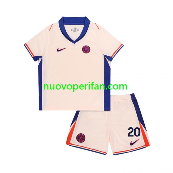 Maglie da Calcio Chelsea Cole Palmer 20 Bambino Trasferta Tenuta 2024-2025 Maniche Corte