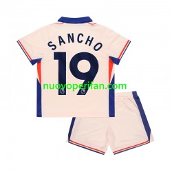 Maglie da Calcio Chelsea Jadon Sancho 19 Bambino Trasferta Tenuta 2024-2025 Maniche Corte