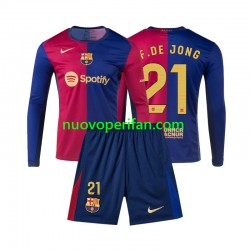 Maglie da Calcio FC Barcelona Frenkie de Jong 21 Bambino Prima Tenuta 2024-2025 Maniche Lunghe