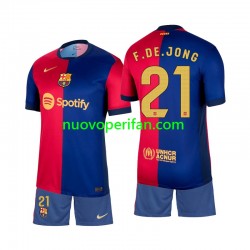 Maglie da Calcio FC Barcelona Frenkie de Jong 21 Bambino Prima Tenuta 2024-2025 Maniche Corte