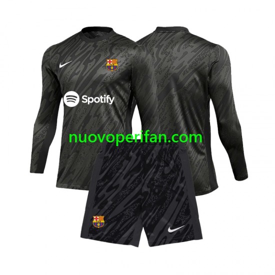 Maglie da Calcio FC Barcelona Portiere Bambino Alternativa Tenuta 2024-2025 Maniche Lunghe