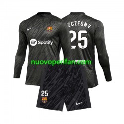Maglie da Calcio FC Barcelona Wojciech Szczesny 25 Portiere Bambino Trasferta Tenuta 2024-2025 Maniche Lunghe